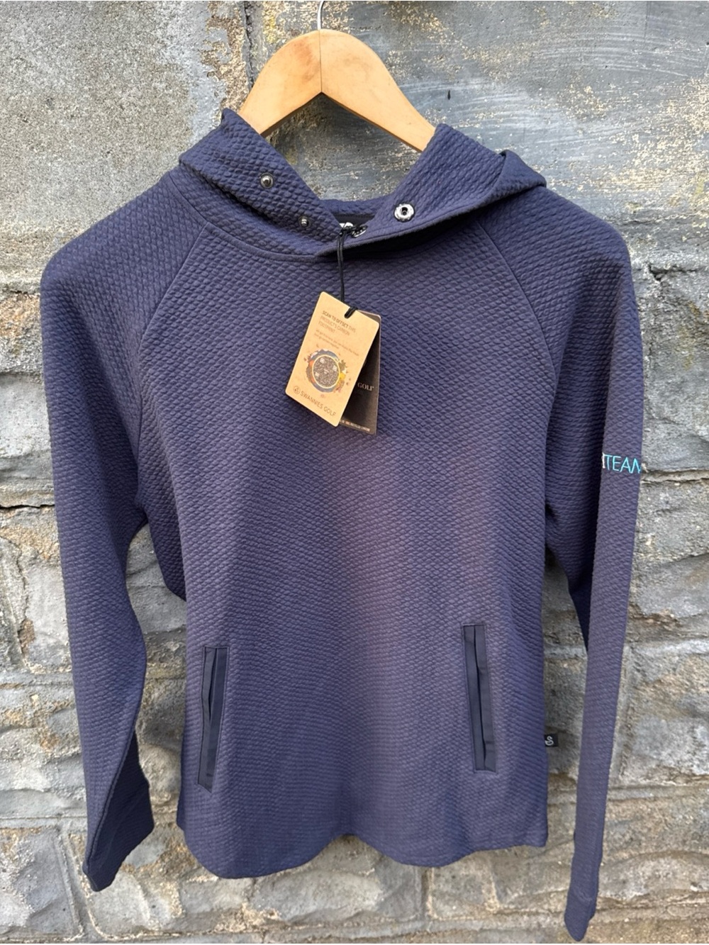 Swannies Hoodie Mens Small Waffle Textured Pullover Snap Performance New Golf